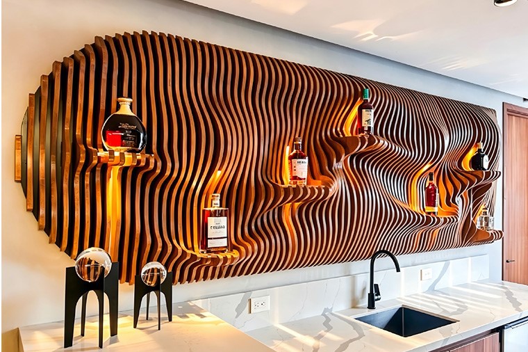 Wood Bottle Parametric Wall Wood Bottle Parametric Wall
